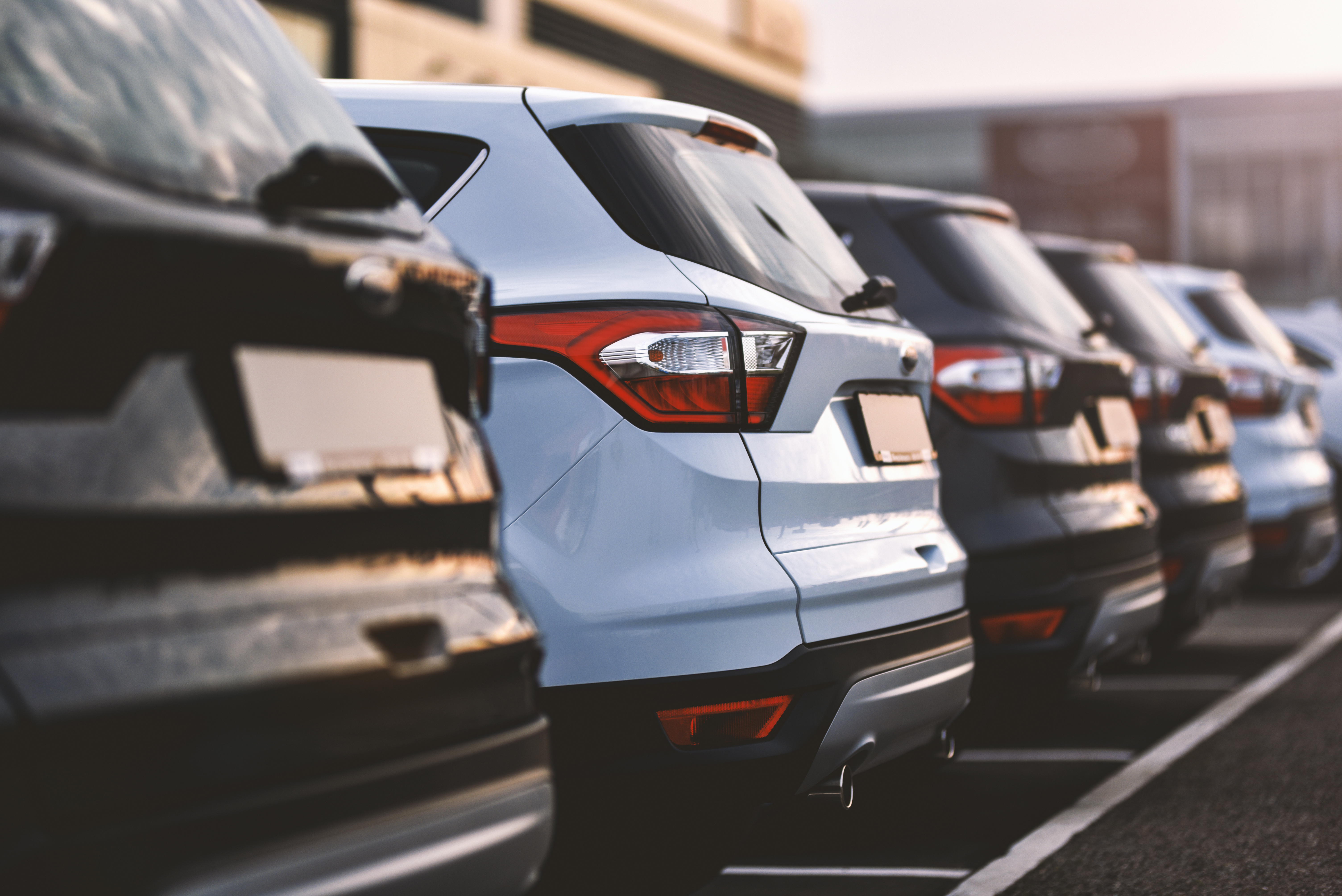 Backs of cars in carpark